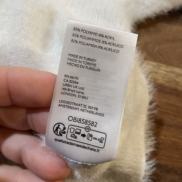 Anthropologie Pilcro Sweater Hoodie Ivory Eyelash Pullover Womens 1X Plus New - Picture 7 of 11